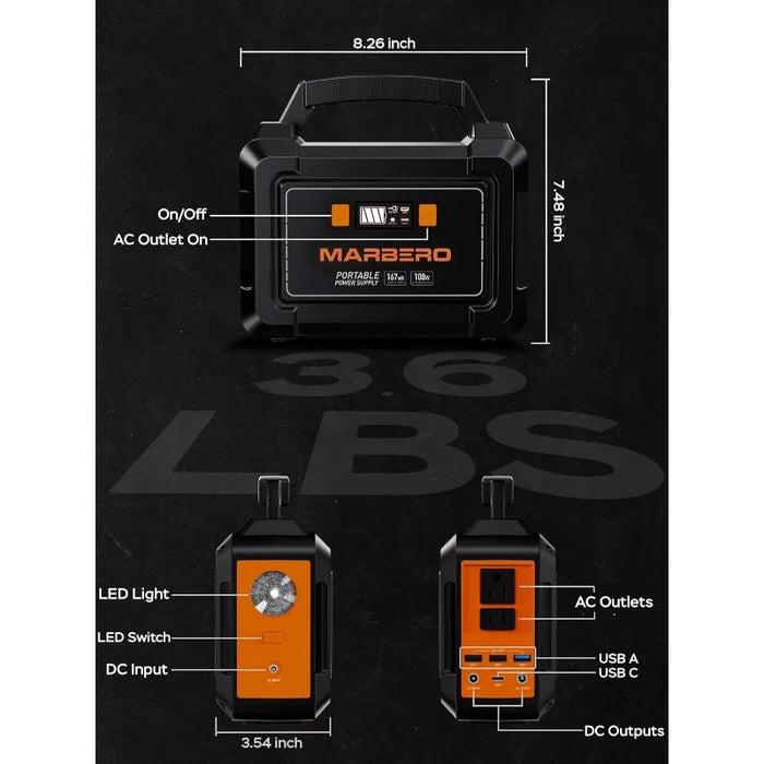 Enagua Mart 200W Peak Portable Power Station - 167Wh Solar Generator for Camping