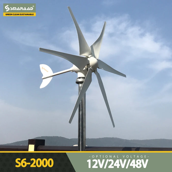 Enagua Mart Smaraad Wind Turbine Generator - 2000W 48V/24V/12V with MPPT Controller System