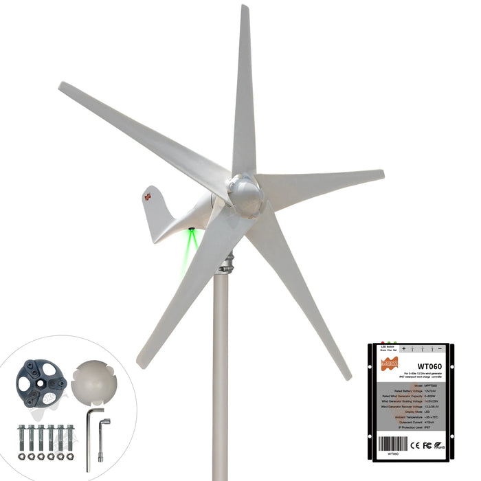 Enagua Mart 12V/24V AC 400W Wind Turbine Generator - 1.4m Wheel Diameter 5 Blades with Free 600W Controller