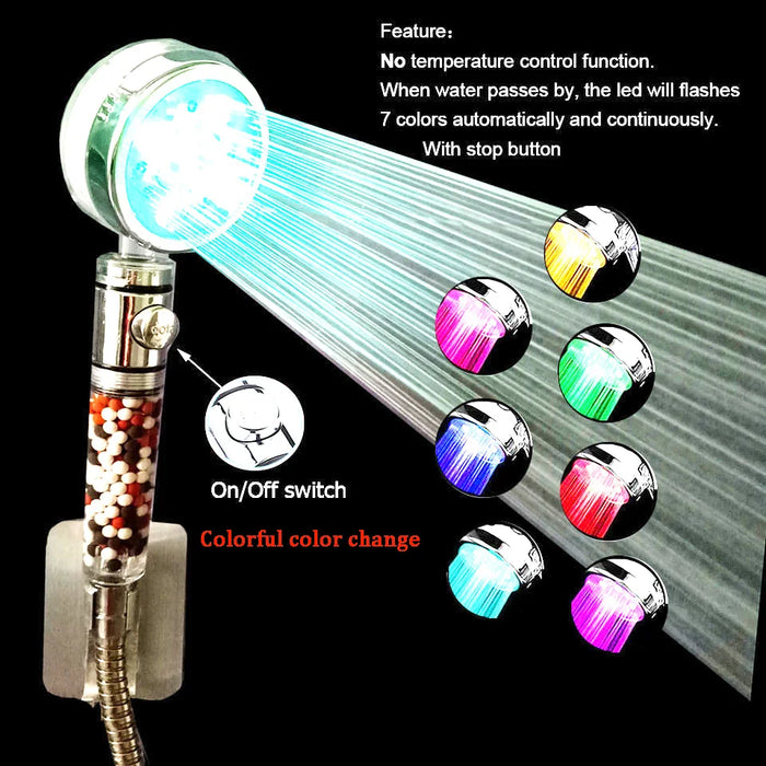 Enagua Mart LED Anion Shower Head - Temperature-Control Spa Shower with 7-Color LED Lighting and Pressurized Water-Saving Design