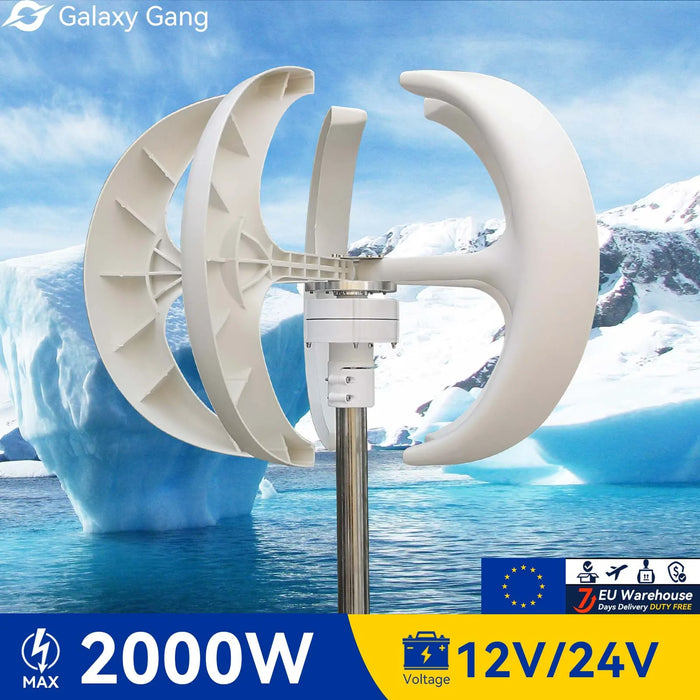 Enagua Mart Galaxy Gang Small Vertical Wind Turbine - 1kW (1000W), 12V/24V Low Noise Windmill with MPPT Charge Controller