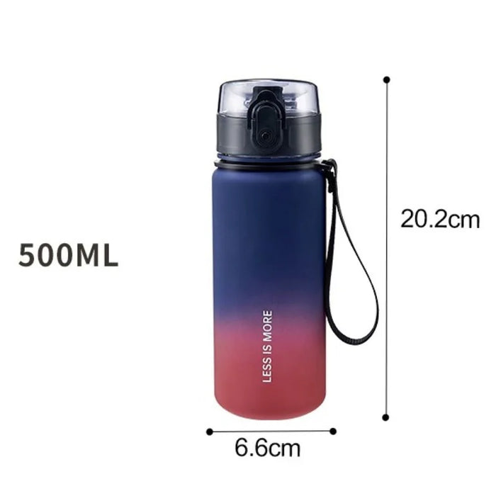 Enagua Mart 500ml Gradient Black-White Plastic Water Bottle - Portable with Rope Lifting for Outdoor Sports