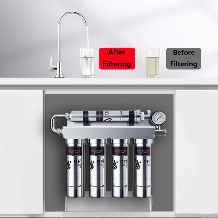 Enagua Mart Water Filtration Tap Filter - Stainless Steel Purifier for Direct Drinking and Whole House Use
