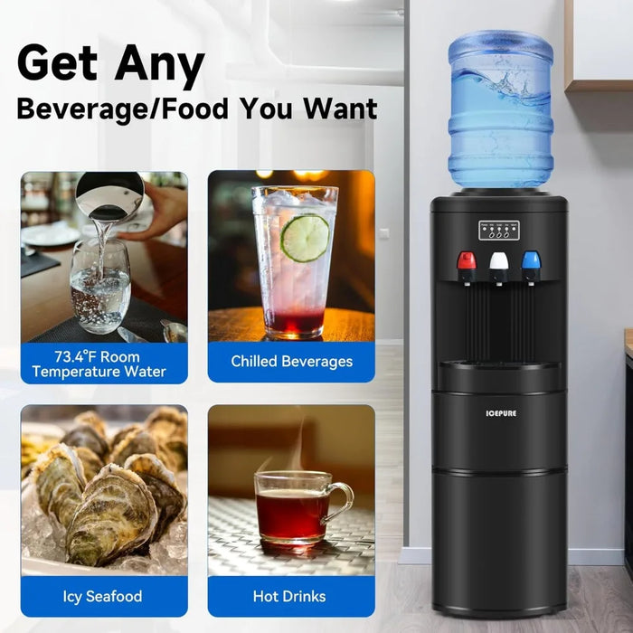 Enagua Mart 3-in-1 Hot and Cold Water Cooler with Ice Maker – Built-in Bullet Ice Maker