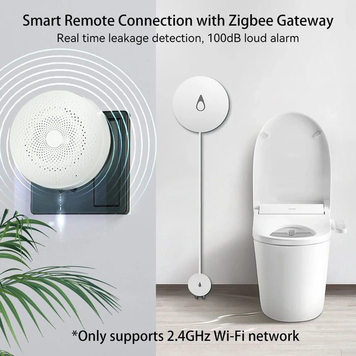 Enagua Mart Meian 3-Pack Water Leak Detector Kit - 100dB Wireless Alarm with Zigbee Hub for Flood Detection