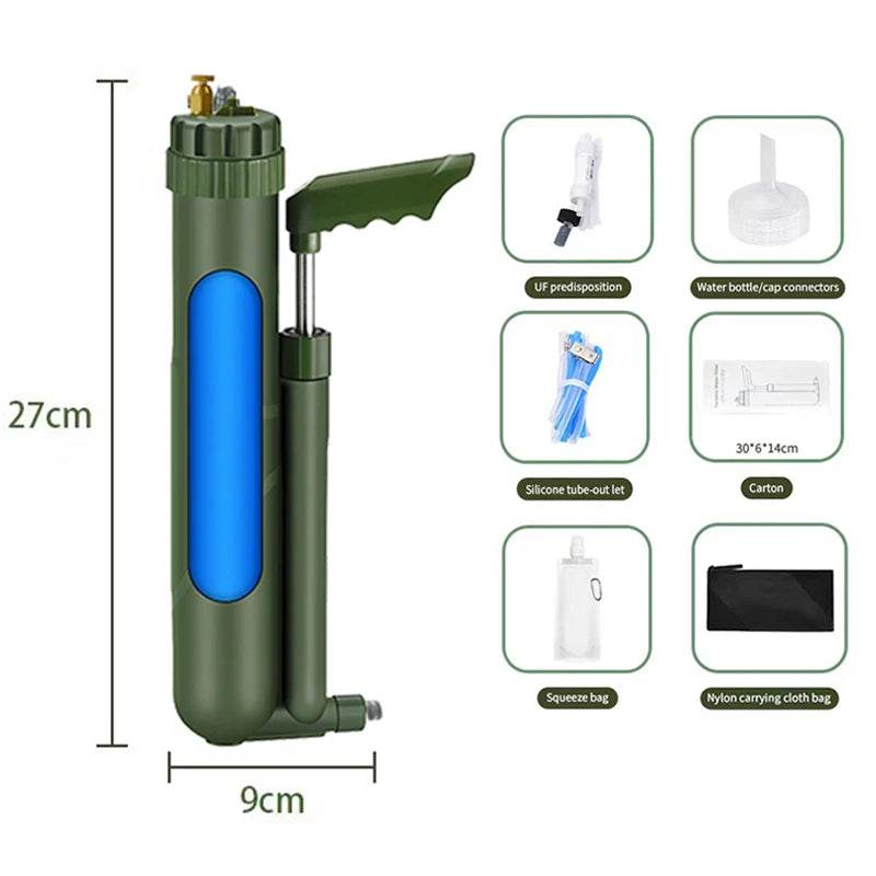 Enagua Mart Portable Hand Pump RO Water Filter Purifier - Emergency Survival Kit for Hiking, Camping, and Travel - Enagua Mart
