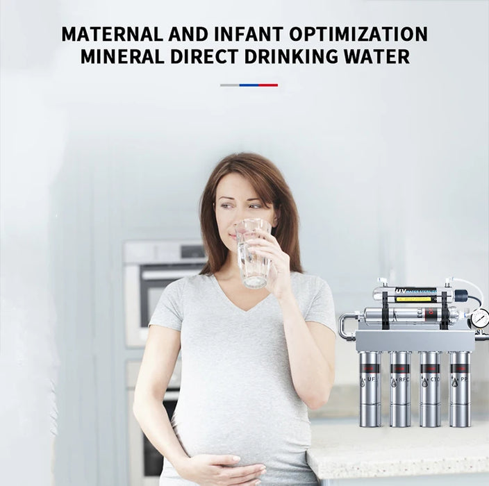 Enagua Mart Stainless Steel Home Drinking Water Filter System - Ultrafiltration 5-6 Stage UV Water Purifier