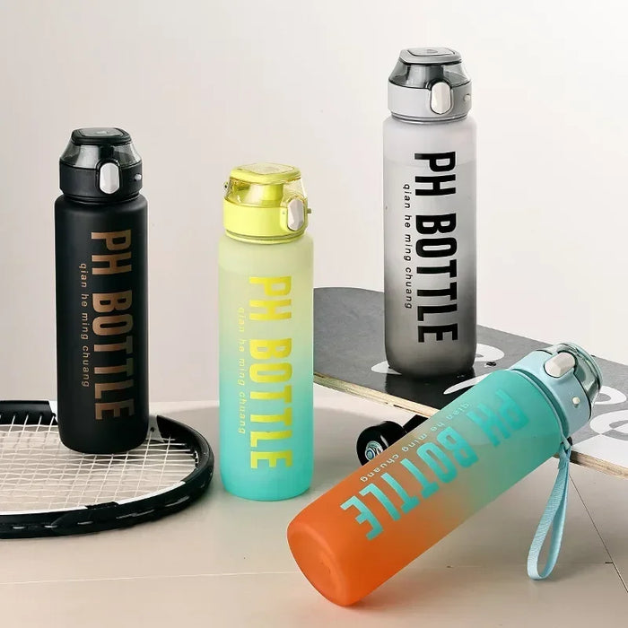 Enagua Mart 1L Sports Water Bottle with Straw - Large Capacity, Portable, Leak-Proof, Motivational Design