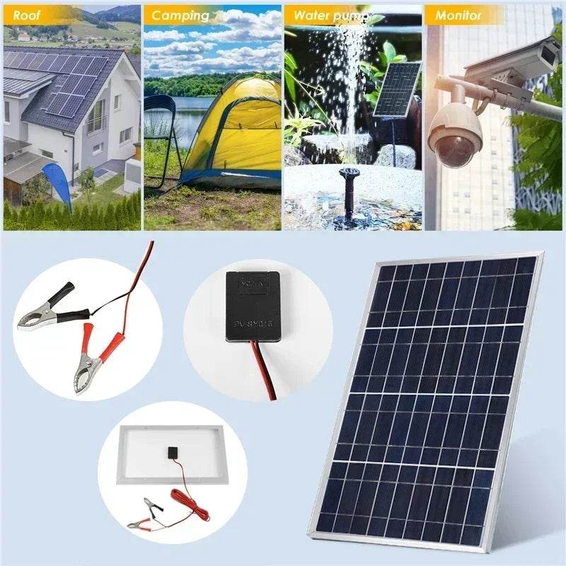 Enagua Mart 300W Solar Panel Kit - Complete 12V Polycrystalline USB Power Portable Outdoor Rechargeable Solar Generator for Home - Enagua Mart
