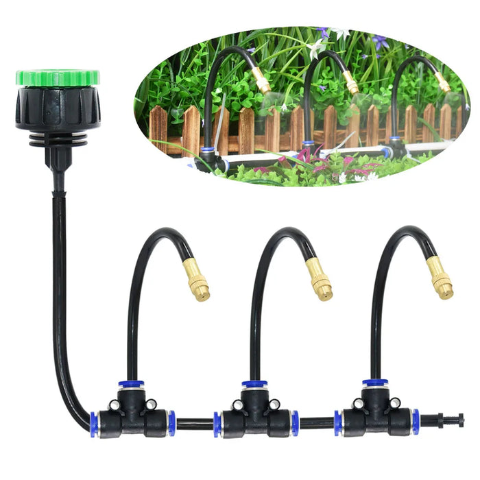 Enagua Mart Outdoor Misting Cooling System - DIY Garden Irrigation with Brass Atomizer Nozzles