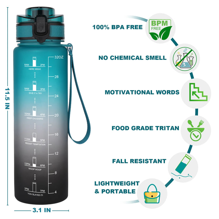 Enagua Mart Sports Water Bottle with Shaker Ball - 1000ml BPA-Free Tritan Mixing Cup, Portable & Leakproof for Fitness & Workout