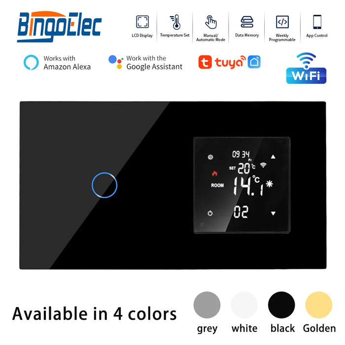 Enagua Mart Bingoelec Tuya WiFi Smart Thermostat - Touchscreen Electric Floor Heating and Boiler Temperature Controller