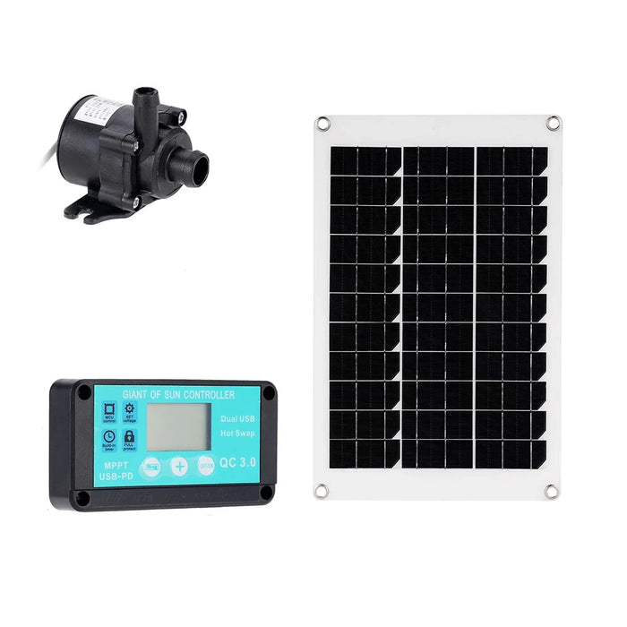 Enagua Mart 50W Solar Panel Power Bank and Water Pump Set - Ultra-Quiet Submersible Pump for Fish Ponds and Garden Fountains