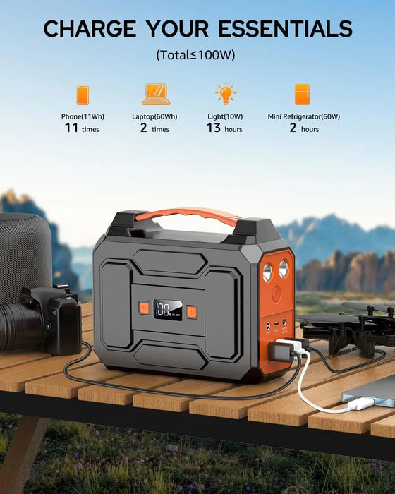 Enagua Mart 100W Solar Powered Generator - Portable Power Station with 40W Solar Panels, 146Wh Lithium Battery Pack