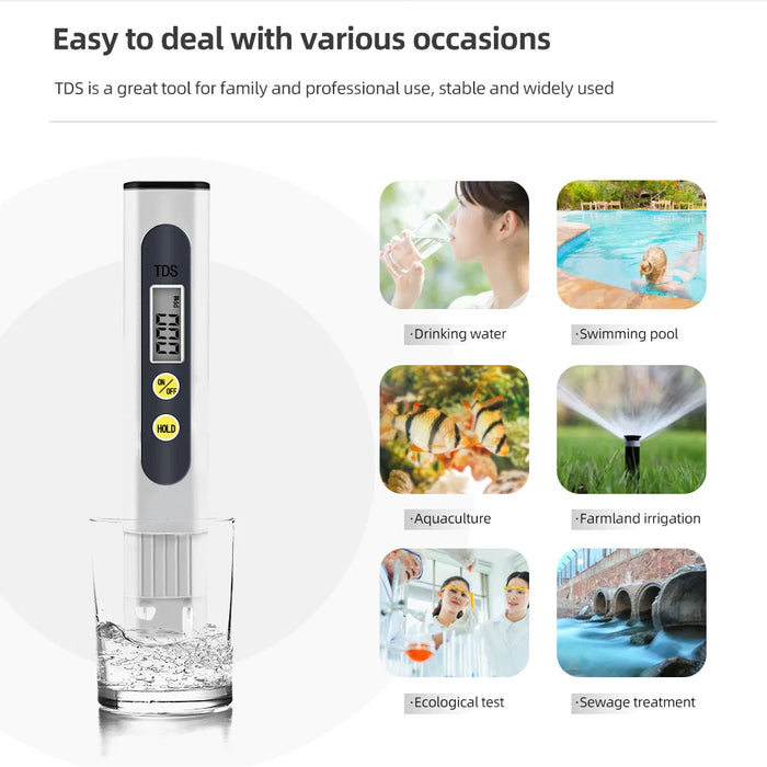 Enagua Mart Digital TDS Meter - Water Quality Tester for Drinking Water, Aquariums, Hydroponics, and Pools (0-9990 ppm)