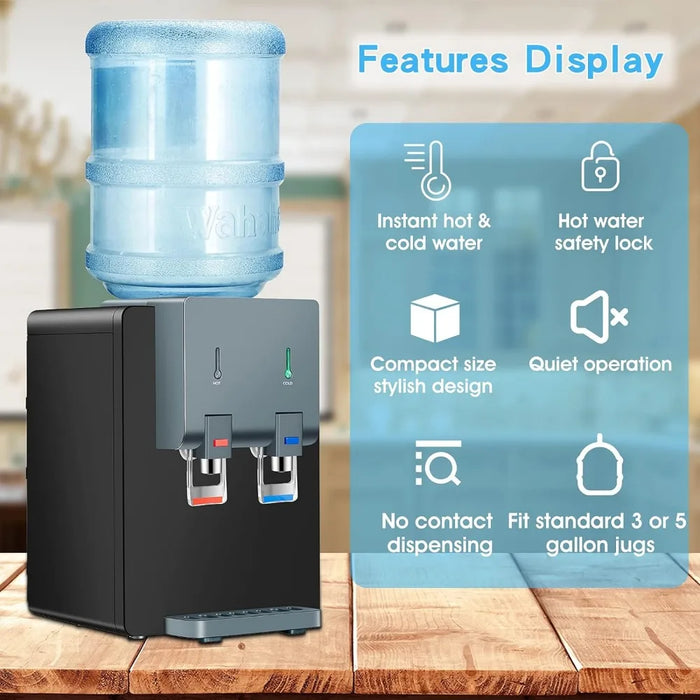 Enagua Mart Premium Countertop Water Cooler Dispenser - Top Loading, Hot & Cold, Child Safety Lock