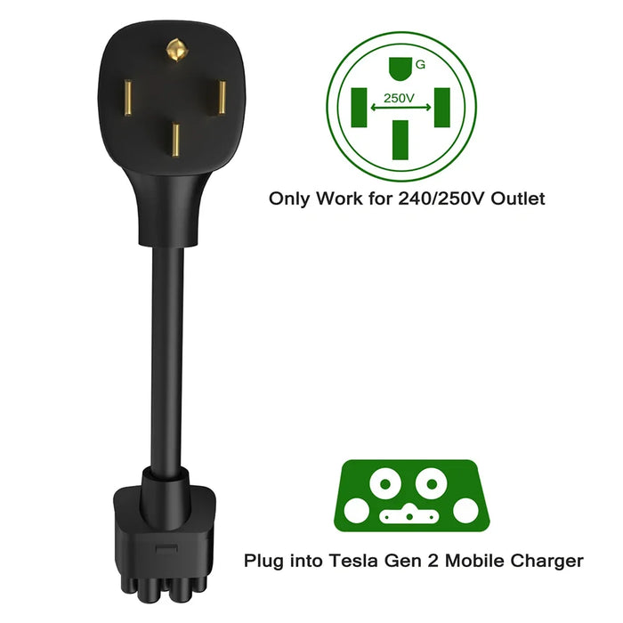 Enagua Mart Tesla NEMA 14-50 Gen 2 EV Charger Extension Cord - 14-50P 4-Prong 32 Amp for Tesla Model 3