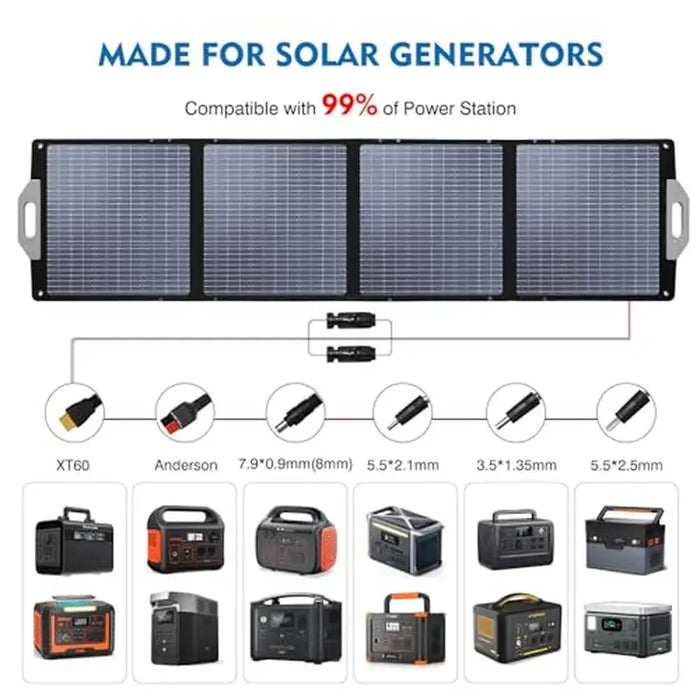 Enagua Mart 200W Foldable Solar Panel Generator - High Efficiency IP67 Waterproof with Kickstands for Camping, RV