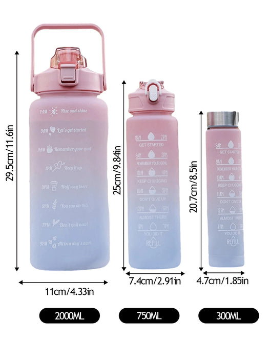 Enagua Mart 3PCS Gradient Water Bottles Set - Portable Leak-Proof Halloween Sports Water Bottle with Time Marker