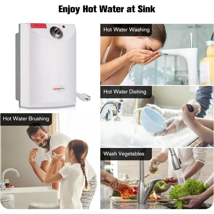 Enagua Mart Thermoflow Electric Mini Tank Water Heater - 4.0 Gallon, 120V Under-Sink Hot Water Heater