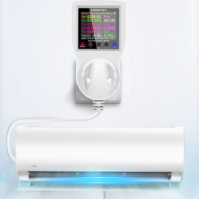 Enagua Mart Wi-Fi Smart Socket Digital Wattmeter - 220V Power Meter for Electricity Consumption Monitoring, Available in EU/FR/US/UK/AU Plug Types