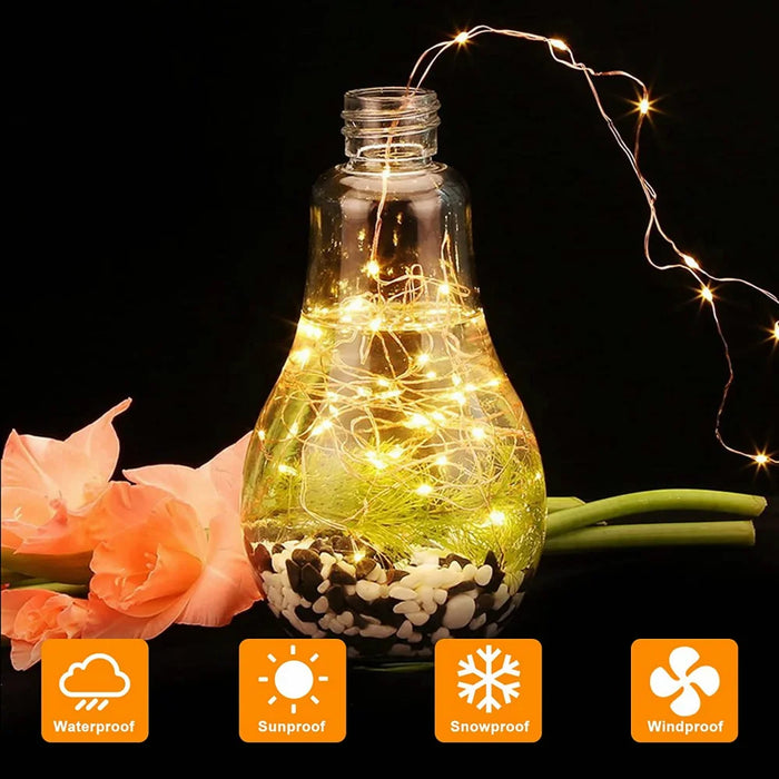 Enagua Mart Solar Fairy Lights - 300 LED, 2-Pack Waterproof String Lights, 8 Modes, Copper Wire Twinkle Lights for Outdoor Decor