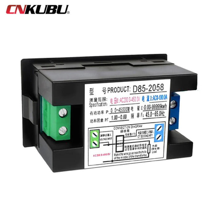 Enagua Mart Single-Phase Digital LCD AC Panel Meter - Voltage, Current, and Frequency Monitor