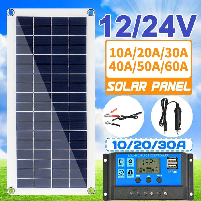 Enagua Mart Equipped with 40W Outdoor USB 5V Solar Flexible Panel – Ideal for RV, Camping, and Hiking Power Supply