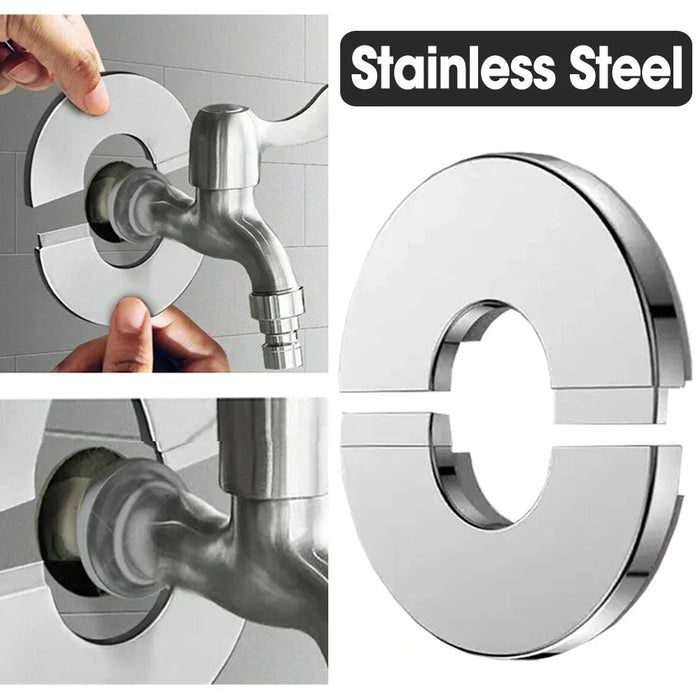 Enagua Mart Self-Adhesive Stainless Steel Faucet Decorative Cover - Chrome Finish Bathroom Accessory