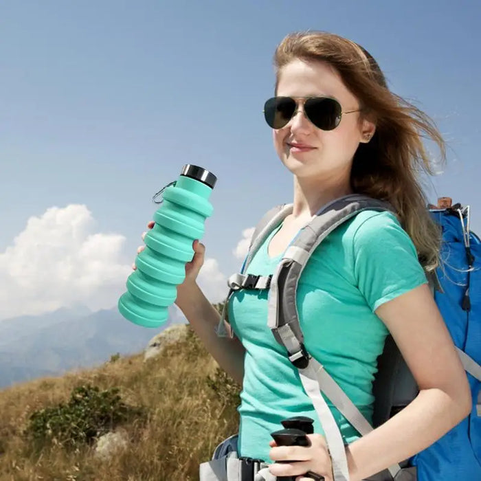 Enagua Mart Collapsible Sports Water Bottle - Silicone Folding Bottle for Travel, Hiking, and Gym