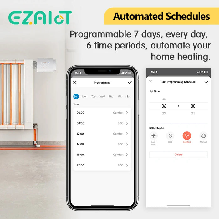 Enagua Mart Tuya Smart WiFi Zigbee Thermostatic Radiator Valve Head - TRV Programmable Temperature Controller for Alexa and Google Home