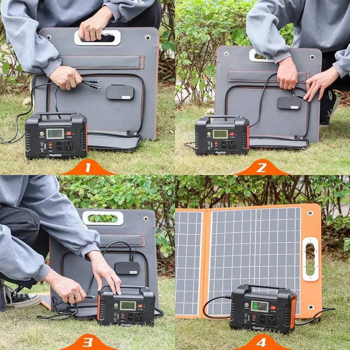 Enagua Mart Solar Generator with Solar Panel Included - Flashfish 200W Power Station with 100W Foldable Solar Panel