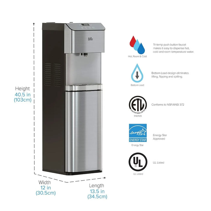 Enagua Mart Modern Bottom Load Water Cooler Dispenser - Tri-Temp Adjustable Self-Cleaning with Touch Dispense