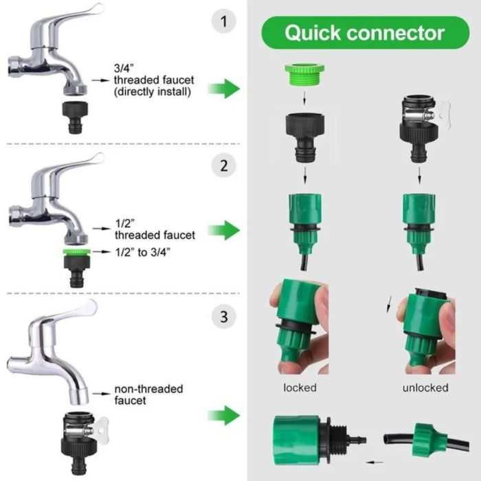 Enagua Mart Garden Automatic Drip Irrigation System - Adjustable Drip Spray Watering Kit