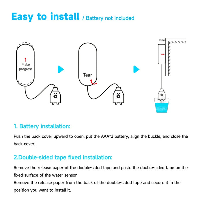 Enagua Mart 130dB Water Leak Alarm Detector – High-Volume Sound Alarm For Home Security