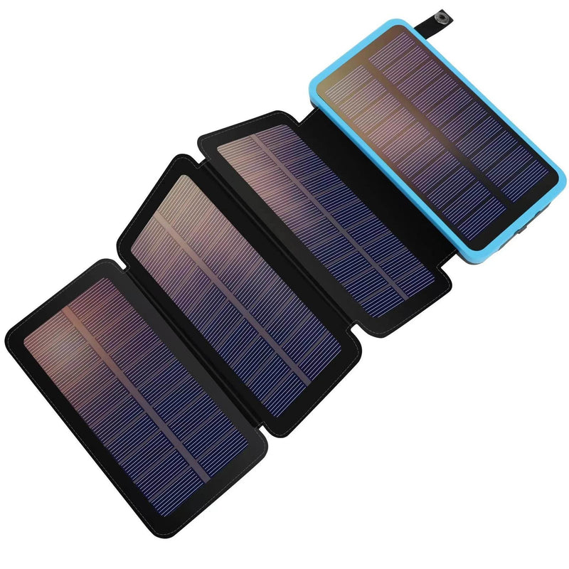 Enagua Mart Solar Charger Power Bank 10000mAh - Portable Solar Phone Charger, 4 Solar Panels, External Battery Pack for Phones, Outdoor Camping - Enagua Mart