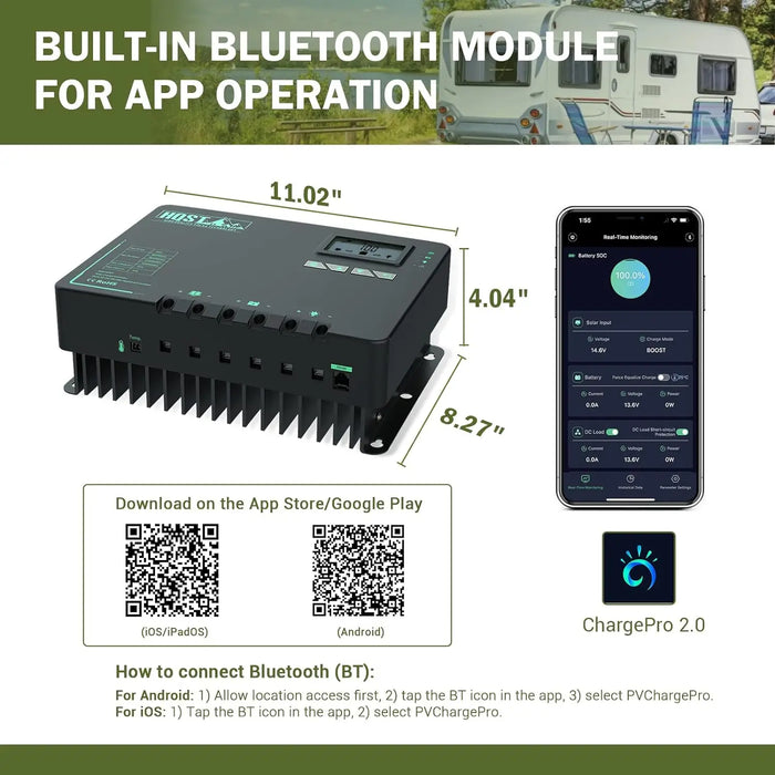 Enagua Mart 60A MPPT Solar Charge Controller - 12V/24V/36V/48V with Bluetooth and Lithium Battery Support