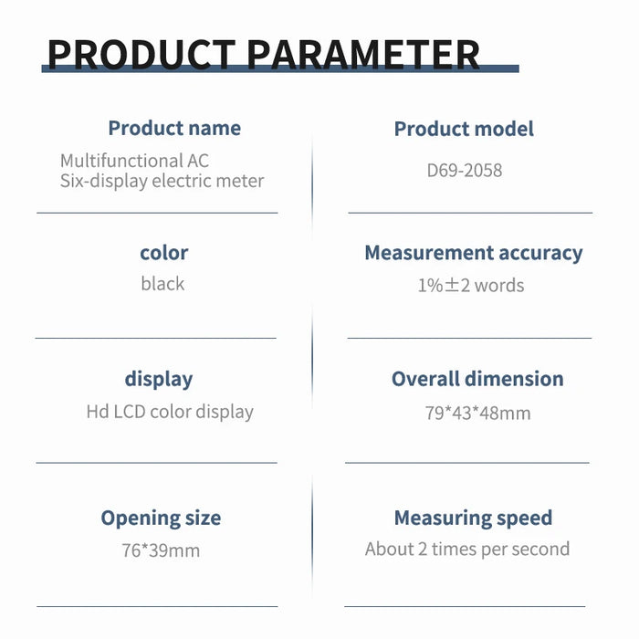 Enagua Mart Six-Display LCD Household Energy Meter - Digital Voltage and Current High-Precision Power Tester