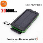 Enagua Mart 200,000mAh Solar Power Bank - Portable Large Capacity Charger Compatible with iOS, Android, USB-A, and USB-C, Fast Charging - Enagua Mart