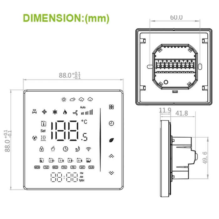 Enagua Mart Tuya Zigbee Digital Display Smart Temperature Controller - Programmable HVAC Thermostat for Heating and Cooling Systems