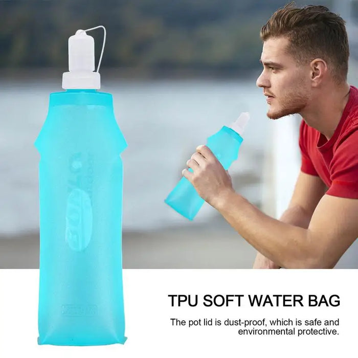 Enagua Mart TPU Folding Soft Flask - 250ml/500ml Collapsible Sports Water Bottle for Running and Hiking