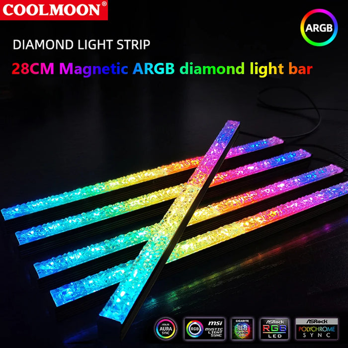 Enagua Mart Coolmoon ARGB LED Strip Light - Magnetic DIY Lamp Bar for PC Case Chassis Decoration