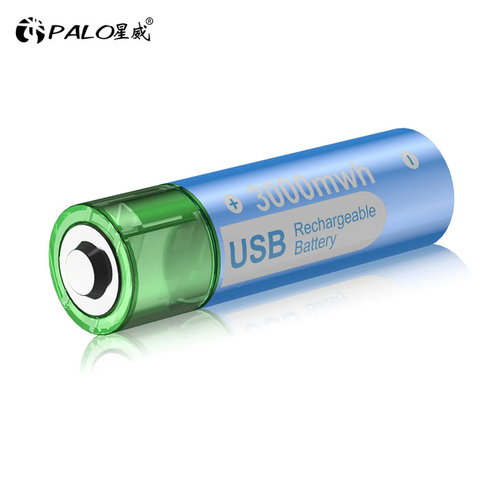 Enagua Mart PALO USB Rechargeable AA Li-Ion Battery - 1.5V 3000mWh, HR6 AA Lithium Battery with USB Charging Port