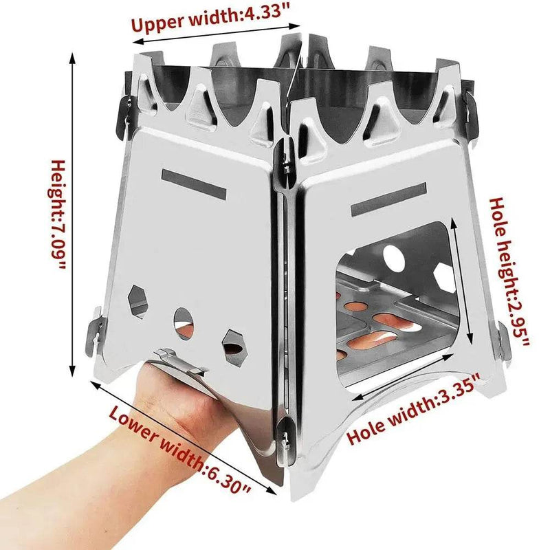 Enagua Mart Portable Camping Wood Stove - Lightweight Folding Firewood Stove for Outdoor Cooking, Hiking, and BBQ - Enagua Mart