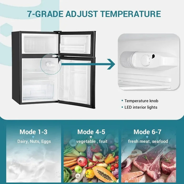 Enagua Mart Compact Refrigerator with Freezer - Euhomy Fridge Upright for Apartments and Food Storage