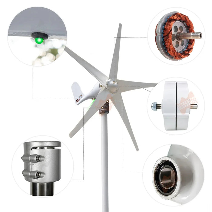 Enagua Mart 12V/24V AC 400W Wind Turbine Generator - 1.4m Wheel Diameter 5 Blades with Free 600W Controller