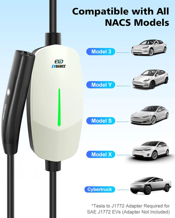 Enagua Mart EVDance Charger for Tesla - Model X, Y, 3 & S 16A 3.84kW Level 1 Portable Home Charger