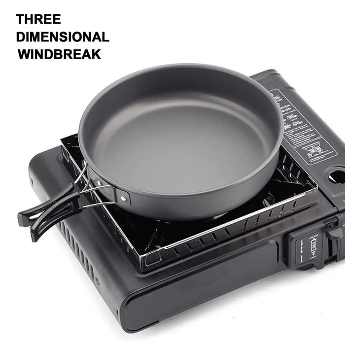 Enagua Mart 21x21cm Gas Stove Windscreen - Stainless Steel Windproof Camping Burner Windshield for Outdoor Cooking