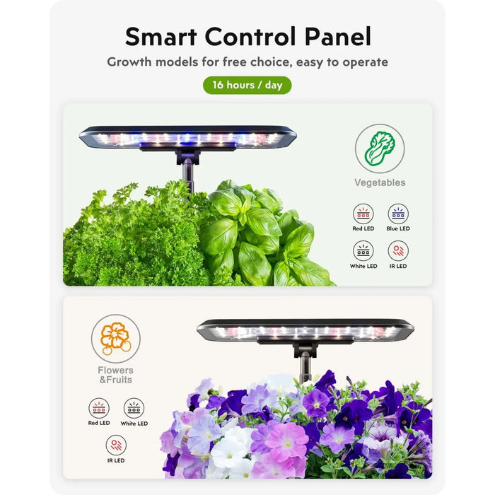 Enagua Mart Indoor Hydroponics Growing System - 12-Pod Garden with Remote Control and Adjustable LED Lights