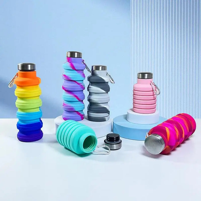 Enagua Mart Collapsible Sports Water Bottle - Silicone Folding Bottle for Travel, Hiking, and Gym